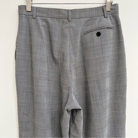 Brooks Brothers stretch wool glen plaid pleated wide leg trousers black white 4 - Picture 5 of 10
